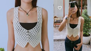 Crochet Lacey Vest Tutorial  Chenda DIY [upl. by Dolley]