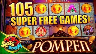 105 SUPER FREE SPINS on POMPEII  WONDER 4 Aristocrat  Video Slot in San Manuel Casino [upl. by Novello]