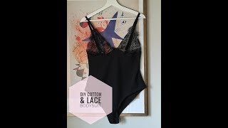 DIY Cotton amp Lace bodysuit sewing tutorial [upl. by Yrennalf]