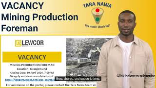 👷‍♂️Vacancy Lewcor Group Mining Production Foreman Closing Date 10 April 2024 [upl. by Arlyne]