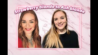 WELLA T18 TONER  STRAWBERRY BLONDE TO ASH BLONDE AT HOME [upl. by Bondie]