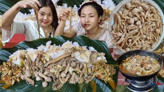 Eating Naga Style Lentinus Fusipes Mushroom with Naga style pickle 🤤👌mukbang🤤😋👌 [upl. by Dacy]