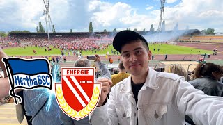 AUFSTEIGER ENERGIE COTTBUS 🏆  Platzsturm  Faninvasion🔴⚪️🔥  HERTHA BSC 2 vs ENERGIE COTTBUS  Vlog [upl. by Chesnut541]