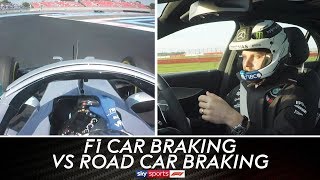 How does an F1 car brake compared to a road car  Valtteri Bottas Driving Masterclass [upl. by Fiona]