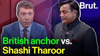 British anchor vs Shashi Tharoor [upl. by Eiddam95]