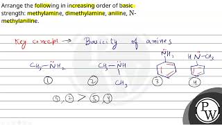 Arrange the following in increasing order of basic strength methylamine dimethylamine aniline [upl. by Hannaoj739]