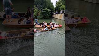 🚣‍♂️ Punting isnt easy A tourist fell into the water while steering the punt 😅 cambridge punting [upl. by Dygall]