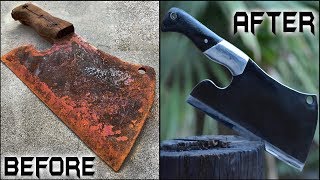 Rusted BUTCHERs CLEAVER  Unbelievable Restoration [upl. by Bumgardner]