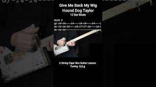 Give Me Back My Wig  Hound Dog Taylor  12 Bar Blues No Chat 3 String Cigar Box Guitar lesson w tab [upl. by Gagliano]