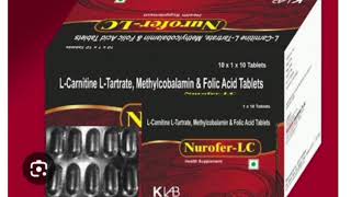 Nurofer LC Tablets LCarnitine LTartrate Methylcobalamin amp Folic Acid Tablets [upl. by Storz]