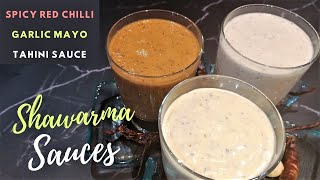 Shawarma Sauce Recipe  3 DIY Easy Dipping Sauces  Shawarma Red Sauce Garlic Sauce amp Tahini Sauce [upl. by Llenej]