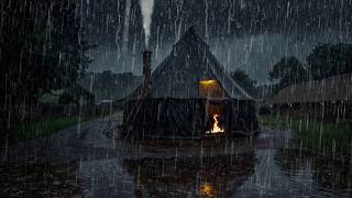 Rain Sounds for Sleeping in a Cozy Camping Tent with Fireplace  Pioggia per DormireRain amp Thunder [upl. by Aramanta]