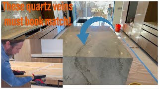 QUARTZITE COUNTERTOP INSTALLATION Book match veins [upl. by Idzik]