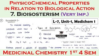 Bioisosterism V Imp  physicochemical properties P5  L7 U1  Medicinal Chemistry 1 [upl. by Ande]