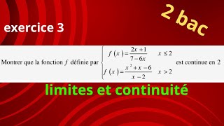 exercice 3 limite et continuité 2 bac pc [upl. by Eirroc]