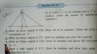 Practice set 41  class 8  Orthocenter  Altitudes and Medians of triangle  Q No 4 [upl. by Falo36]