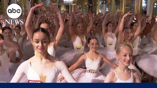 353 ballerinas broke the world record for dancing on pointe in one place [upl. by Honniball]