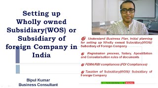 Setting up Wholly owned SubsidiaryWOS or Subsidiary of foreign Company in India [upl. by Nikolia]