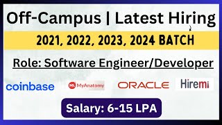 OffCampus Hiring 2021 2022 2023 2024 BATCH  Software EngineerDeveloper Hiring  Latest Hiring [upl. by Donegan168]