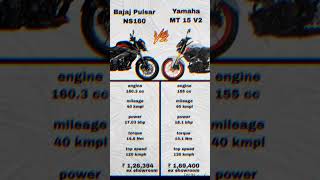 Bajaj Pulser NS160 vs Yamaha MT 15 V2  Youth choices Review  Mileage mt15 shotrs viral ns160 [upl. by Liscomb]