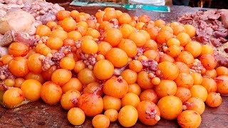 Amazing Indian Meat Market  Lot Of Small Chicken Eggs Recipe  Cooking Egg Yolk Curry Village Style [upl. by Adnilem]