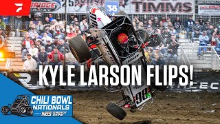 Kyle Larson Upside Down In Wild Double Flip  2024 Chili Bowl Nationals [upl. by Drain]