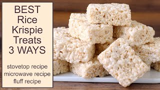 The BEST Rice Krispie Treats EVER 3 EASY Ways Stovetop Microwave Marshmallow Fluff [upl. by Kane]