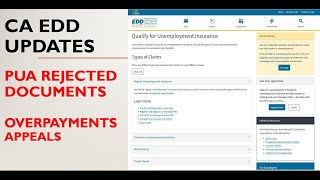 CA EDD Update  PUA Requirements Disqualifications Overpayments Appeals Unemployment Update [upl. by Enalda]