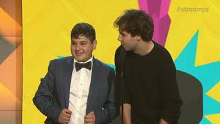 David Dobrik Wins First Person  Streamys 2018 [upl. by Gloriane776]