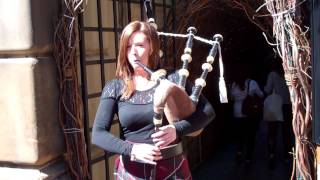 Female Scottish Bagpiper Festival Fringe Edinburgh Scotland [upl. by Sauder926]