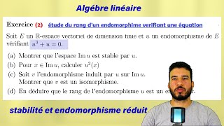 Exercice dalgèbre linéaire endomorphisme et sous espaces stables et calcul du rang MP PSI SMA MIP [upl. by Izogn459]