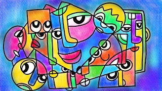 Learn to draw Cubism Art easy  Cubism Picasso inspired portrait  Cubism art lesson face [upl. by Llednar]