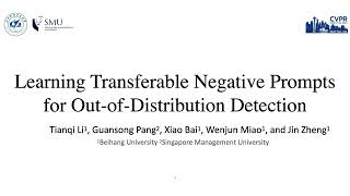 Learning Transferable Negative Prompts for OutofDistribution Detection [upl. by Ecad]