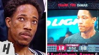 DeMar DeRozan Watches His Tribute Video amp Gets Standing Ovation  Spurs vs Raptors  Feb 22 2019 [upl. by Naicul]