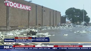 Severe storm damages buildings in Dallas [upl. by Eirelav]