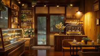 Cozy Rainy Night at Autumn Coffee Shop Ambience  Smooth Jazz Music and Rain Sounds for Relaxation [upl. by Silvia25]