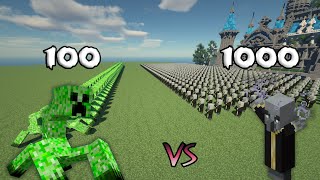 100 Mutant Creeper Vs 1000 Evoker Minecraft [upl. by Bakerman438]