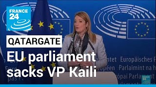 EU parliament sacks vice president charged in Qatar bribe probe • FRANCE 24 English [upl. by Thain833]