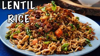 How To Cook PERFECT FLUFFY LENTIL amp RICE WITH CARAMELIZED ONIONS [upl. by August]