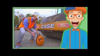 Blippi Halloween Song  Crushes Pumpkin with Roller Construction Vehicle [upl. by Claresta]