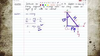 Determine the horizontal force required to displace a mass of 003 kg suspended by a string until [upl. by Malanie]