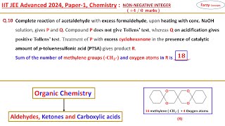 𝐐𝟏𝟎 Complete reaction of acetaldehyde with excess formaldehyde upon heating with conc NaOH soluti [upl. by Adamina]