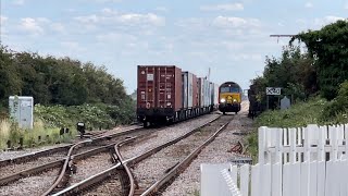 Class 57 Manea Station Level Crossing Cambridgeshire Tuesday 22082023 [upl. by Olga]