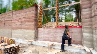 Final Rammed Earth Wall  Geothermal Custom Greenhouse Build Ep10 [upl. by Enilekaj464]