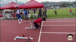 World Athletics U20 Championships Cali 22  Azeem Fahmi practice starting block at warm up track [upl. by Hailahk]