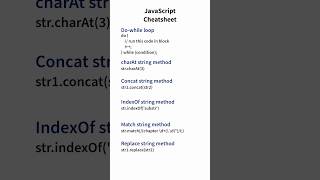 JavaScript Cheatsheet String methods conditional statements and loops [upl. by Ehling470]