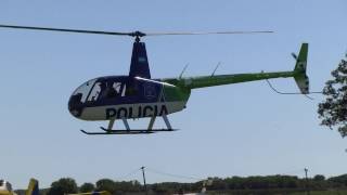 Robinson R44 Raven II LVGQI de la Policía de Bs As en Pinamar en el Operativo Sol 19022017 [upl. by Caton]