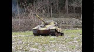 Tank fire 116 tamiya RC Jagdtiger 砲撃するヤークトタイガー [upl. by Eleonore408]