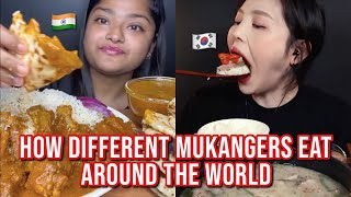 how different mukbangers eat around the WORLD [upl. by Nerrat]