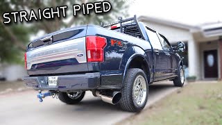 30 Powerstroke straight piped 2019 f150 Deleted and Tuned 4quot straight pipe to 8quot tip [upl. by Ardnad473]